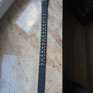 Studded Black Leather Dog Collar